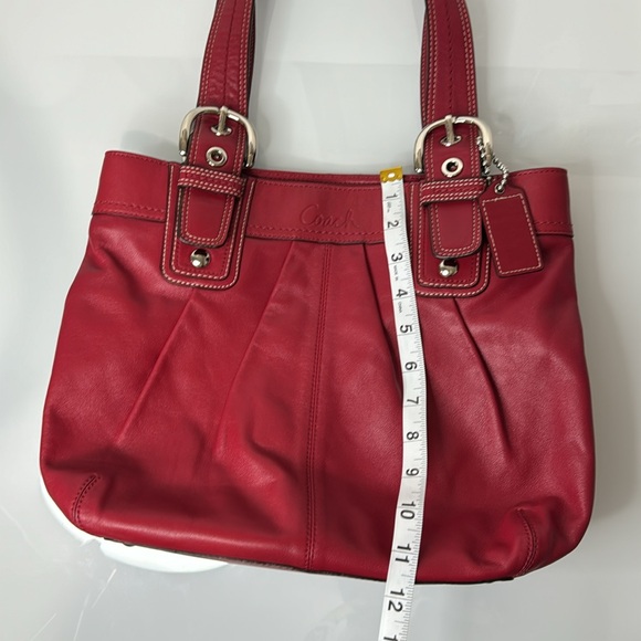 Coach SoHo red leather pleated shoulder bag F15045 - Picture 11 of 13
